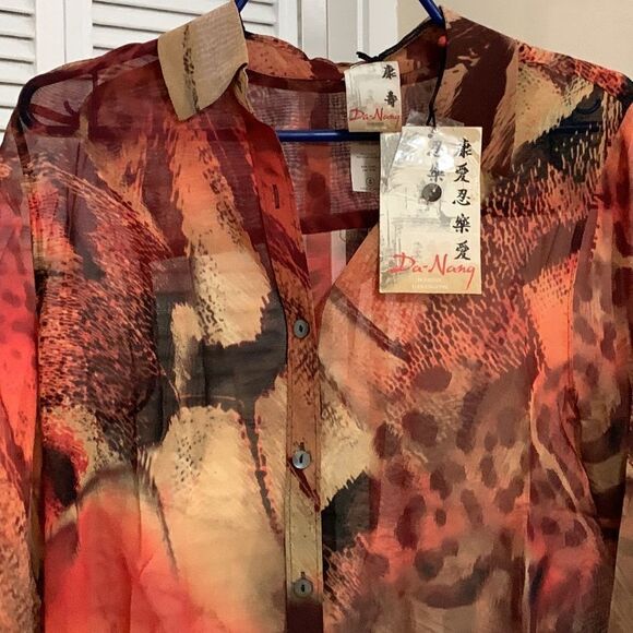 NWT Da-Nang Multicolor 100% Silk Blouse - Picture 6 of 9